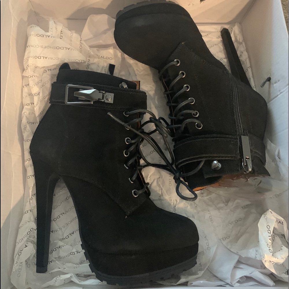 Sexy black platform booties